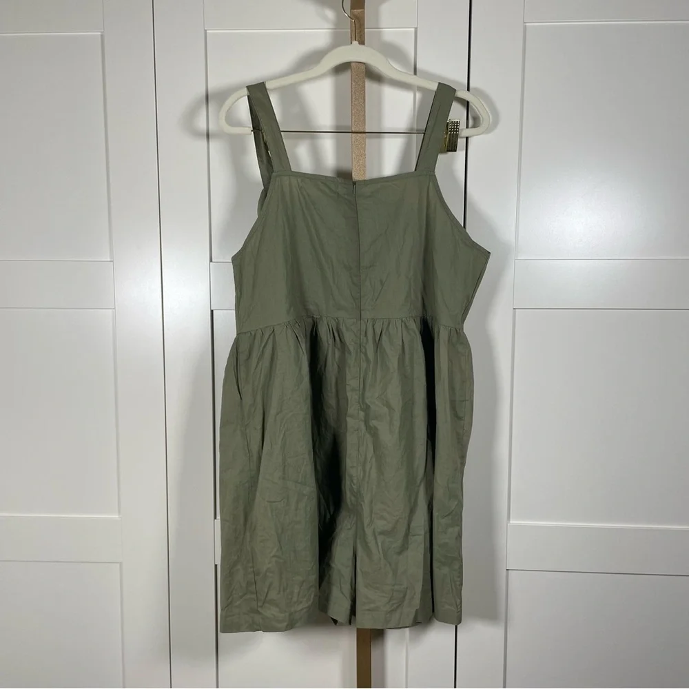 Urban Outfitters Olive Button-Front Cotton Romper - Picture 8 of 15